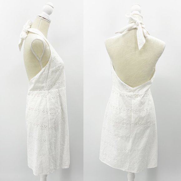 ASOS Palm Broderie Wrap Halter Mini Sundress White - Picture 3 of 8
